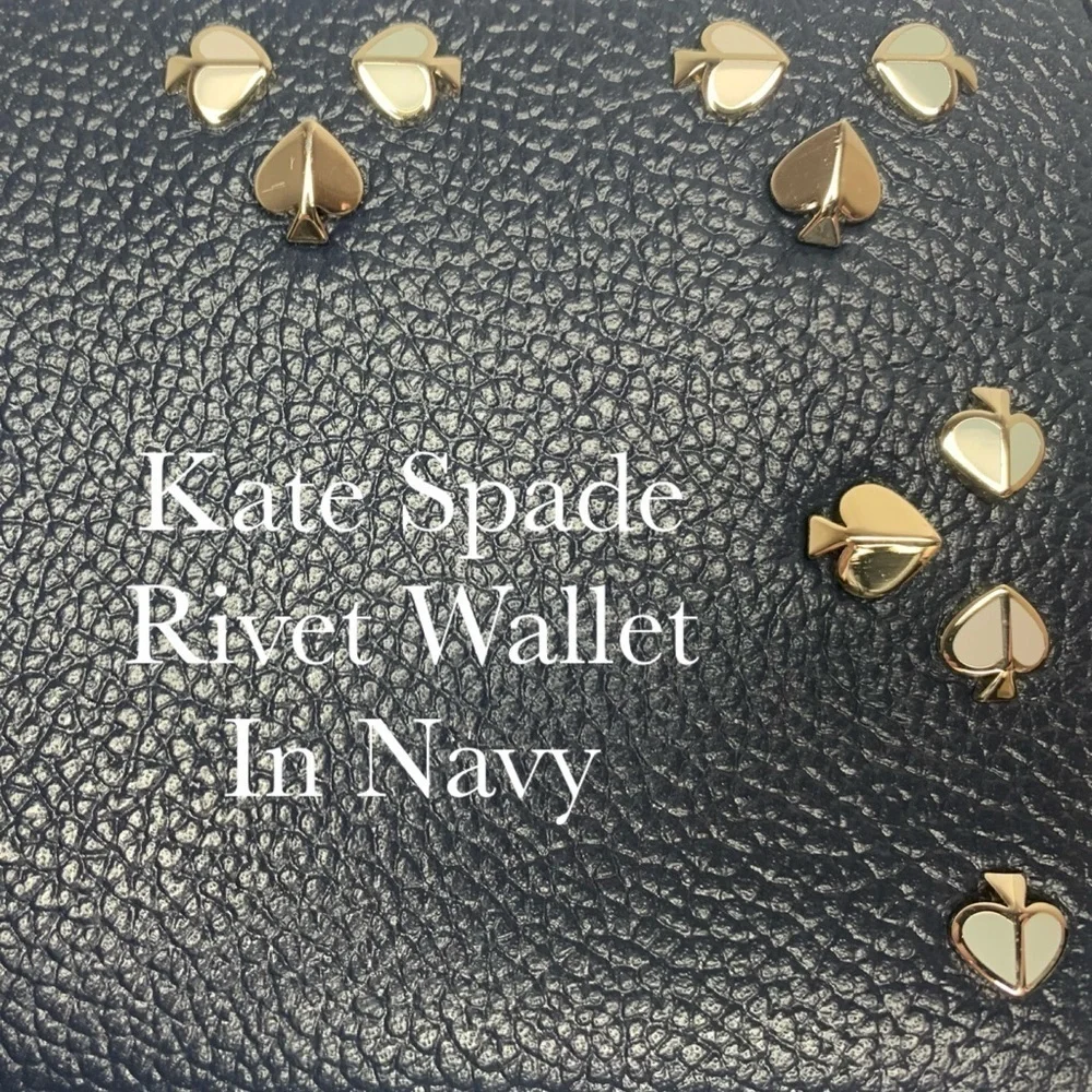 Kate Spade Navy Rivet Leather Wallet Full-Sized